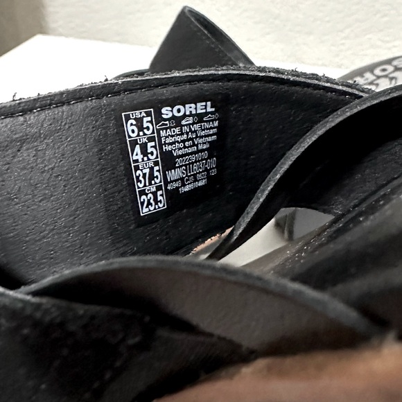 Sorel Ella II Sandals, Black, Leather, 6.5 Women’s, Summer Style 🩴🖤😎 - Picture 3 of 7